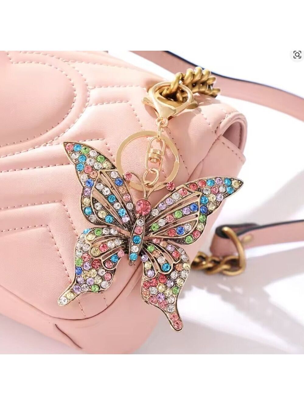 Crystal Hollow Butterfly Metal European And American Keychain Pendant Creative - Picture 4 of 6
